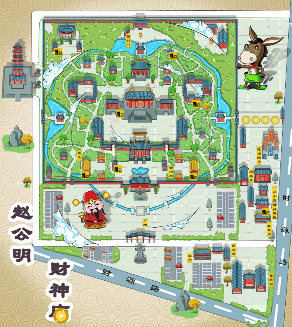 通化寺庙类手绘地图